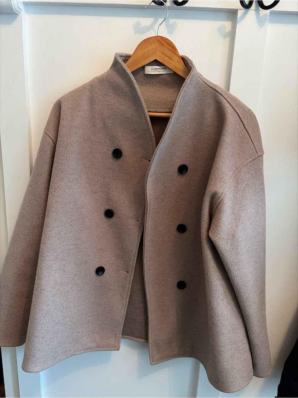 Double-Breasted Short Coat (Taupe)